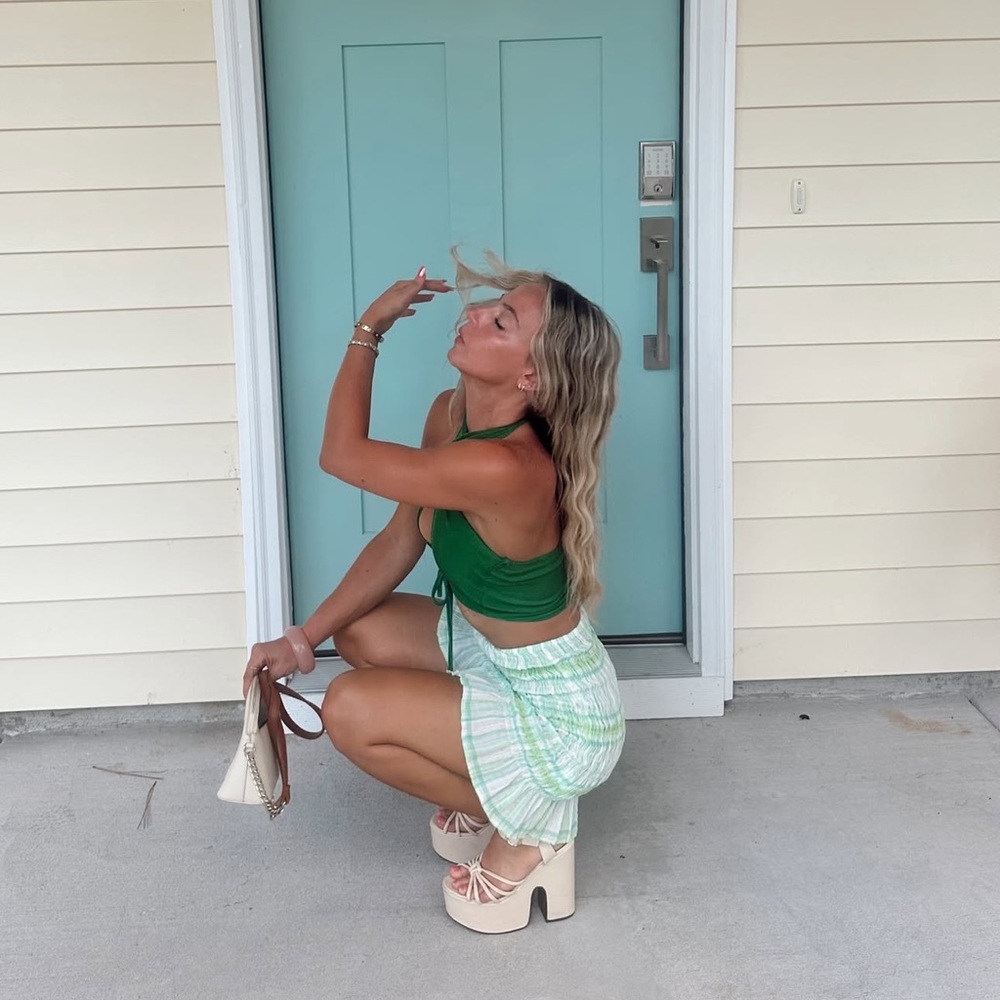 Zara Mint and White Striped Skirt